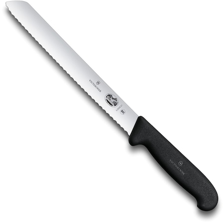 Swiss Army Brands Victorinox 40549 Kitchen Fibrox Pro Bread 8In Slant-Tip, Serrated Blade, 10.5In Width At Handle Blk VIC-5.2533.21